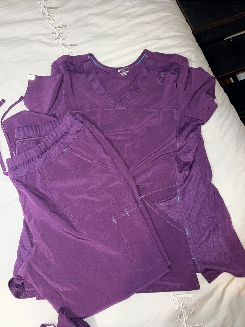 Purple Medical Scrub Set - V-Neck Top & Pants